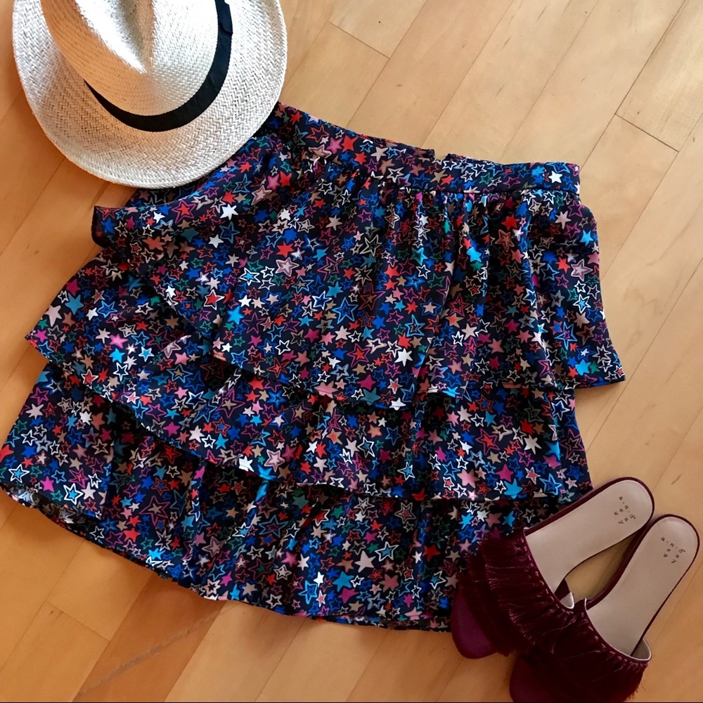 J. Crew Star Print Ruffle Mini Skirt